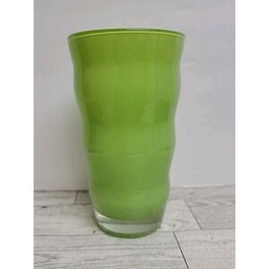 Dansk Rio Wavy Rippled Lime Green 6" Hand Blown Glass Tumbler 16 Oz Discontinued